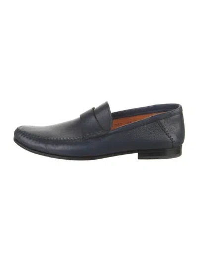 Pre-owned Santoni Leather Dress Loafers In Blue