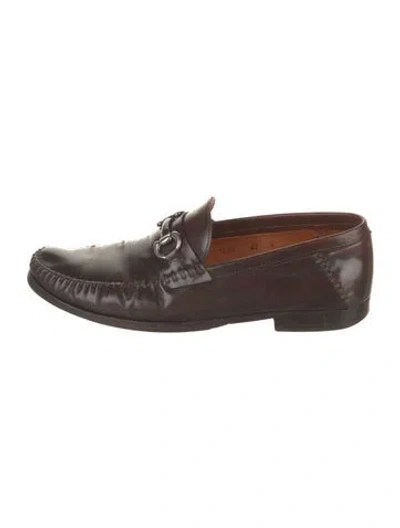Pre-owned Santoni Leather Dress Loafers In Brown