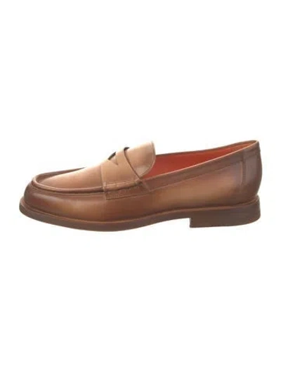 Pre-owned Santoni Leather Dress Loafers In Brown