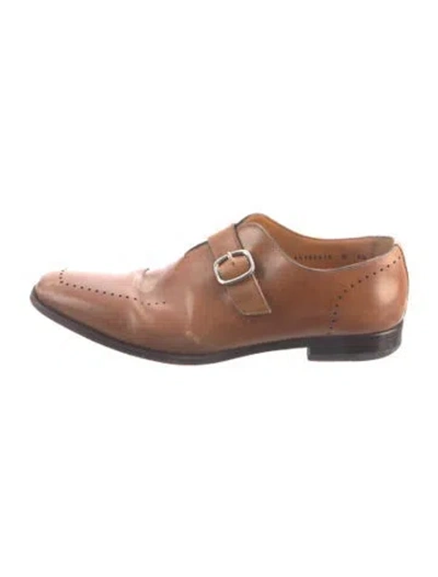 Pre-owned Santoni Leather Dress Loafers In Brown