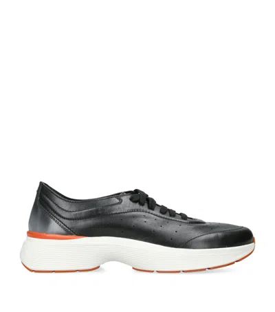 Santoni Leather Easy Bounce Sneakers In Gray