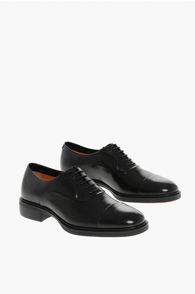 Santoni Leather Easy Oxford Shoes In Black