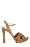 Santoni Leather High-heel Sandal In Gold