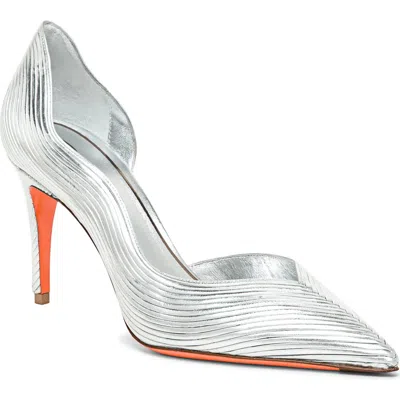 Santoni Leather High-heel Pump In Silver