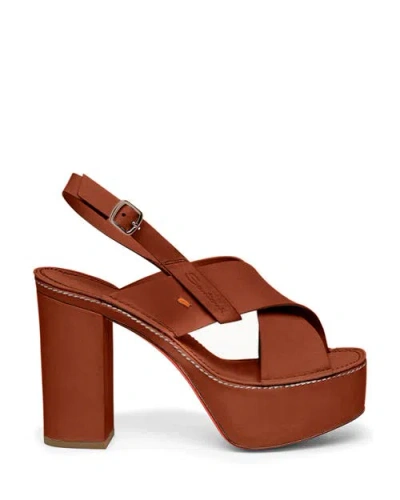 Santoni Leather High-heel Sandal In Brown