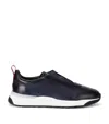 Santoni Mens Navy Innova Perforated Leather Low-top Trainers In Navy