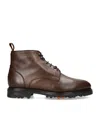 Santoni Mens Colin Lace-up Flat Leather Ankle Boots Dark Brow In Brown