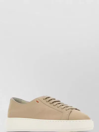 Santoni Leather Lace Up Low Top Platform Sneakers In Multi