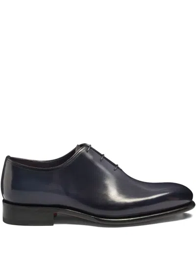 Santoni Leather Lace-up Oxfords In Blue
