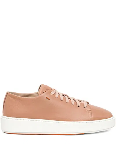 Santoni Leather Lace-up Sneakers