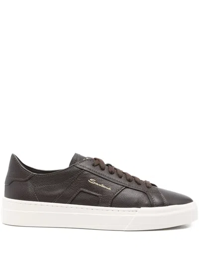 Santoni Round Head Low-cut Casual Shoes In Black