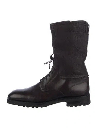 Pre-owned Santoni Leather Lace-up Boots In Brown