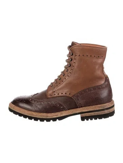 Pre-owned Santoni Leather Lace-up Boots In Brown