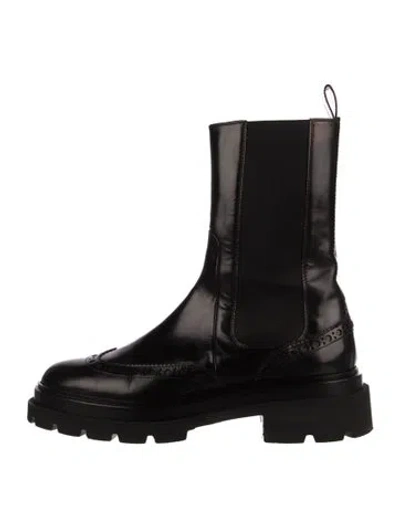 Pre-owned Santoni Leather Lasercut Accents Chelsea Boots In Black