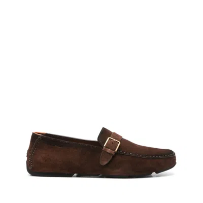 Santoni Leather Loafers In Brown