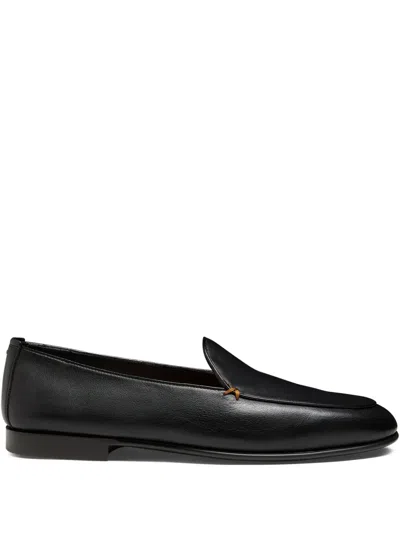 Santoni Leather Loafers In Black