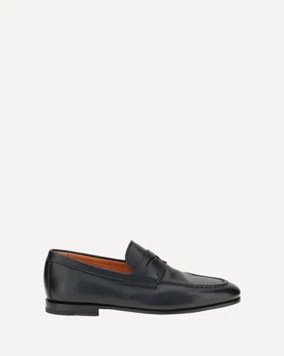 Santoni Leather Loafers In Black