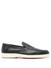Santoni Leather Detroit Loafers In Black