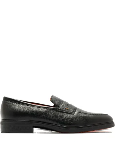 Santoni Leather Loafers In Black