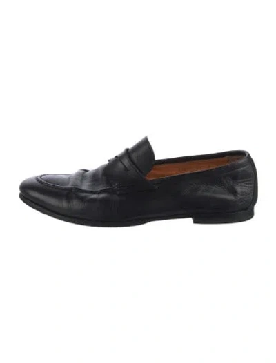 Pre-owned Santoni Leather Loafers In Black
