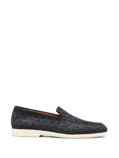 Santoni Leather Loafers In Black