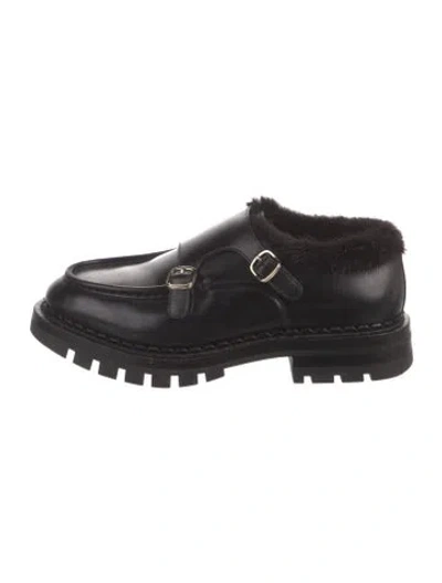 Pre-owned Santoni Leather Loafers In Black