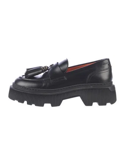 Pre-owned Santoni Leather Loafers In Black