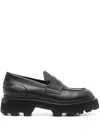 Santoni Leather Loafers In Black
