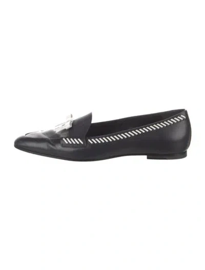 Pre-owned Santoni Leather Loafers In Black/blue