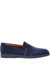 Santoni Leather Loafers In Blue