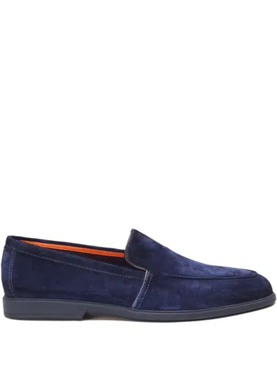 Santoni Leather Loafers In Blue