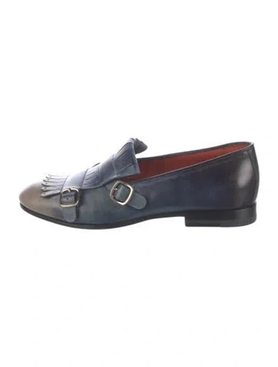 Pre-owned Santoni Leather Loafers In Blue