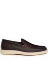 Santoni Mens Dark Brown Detroit Contrast-sole Leather Loafers In Blau