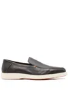 Santoni Leather Detroit Loafers In Brown