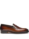Santoni Leather Loafers In Brown