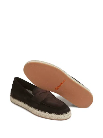 Santoni Leather Loafers In Brown
