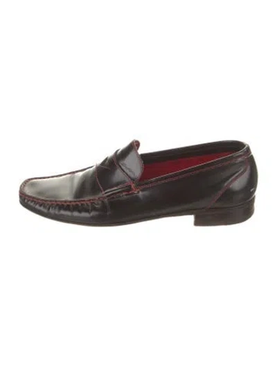 Pre-owned Santoni Leather Loafers In Brown