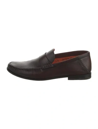 Pre-owned Santoni Leather Loafers In Brown