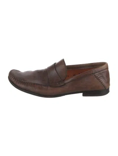 Pre-owned Santoni Leather Loafers In Brown