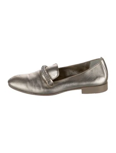 Pre-owned Santoni Leather Loafers In Gold