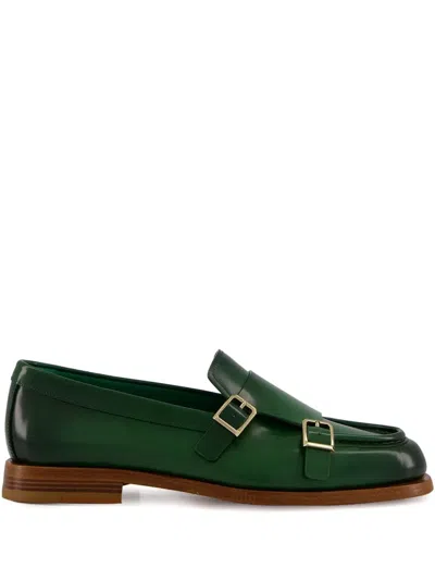 Santoni Leather Loafers In Green