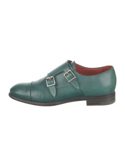 Pre-owned Santoni Leather Loafers In Green