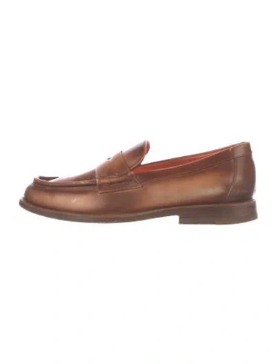 Pre-owned Santoni Leather Loafers In Orange