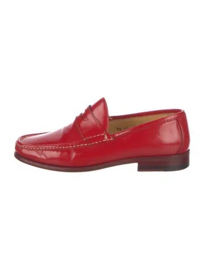 Pre-owned Santoni Leather Loafers In Red