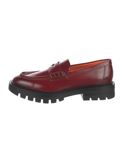 Pre-owned Santoni Leather Loafers In Red