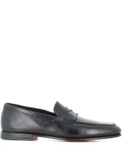 Santoni Leather Loafers In Brown