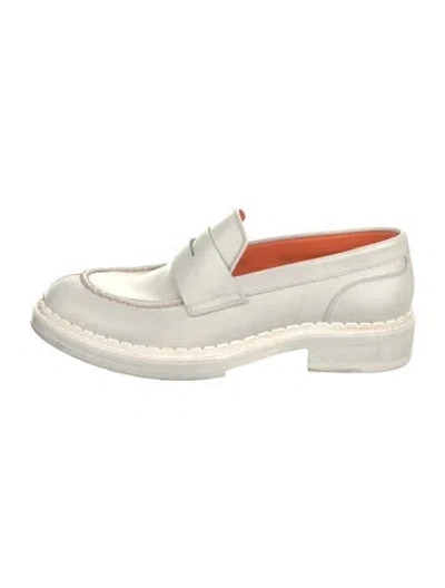 Pre-owned Santoni Leather Loafers In White