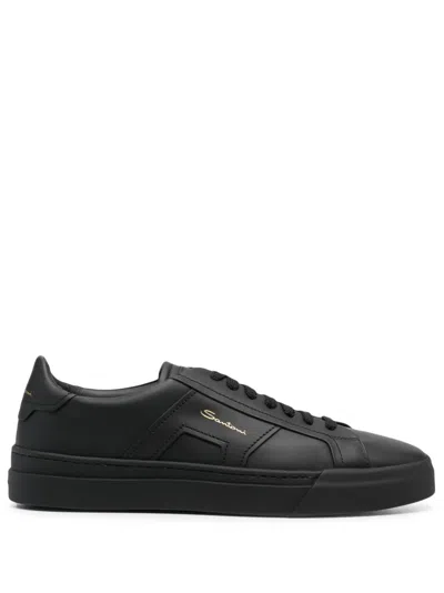SANTONI LEATHER LOW-TOP SNEAKERS