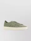 Santoni Leather Low-top Sneakers With Rubber Sole In Green