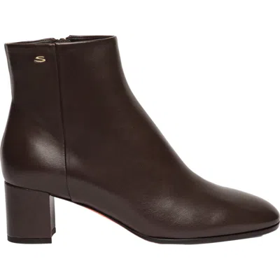 Santoni Round-toe Zip-fastening Boots In Brown